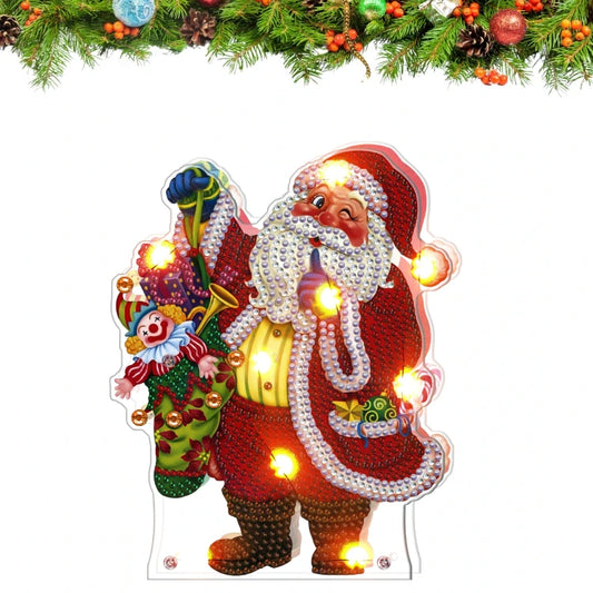 Weihnachtsmann und Geschenksack mit LED - Diamond Painting Shop Schweiz