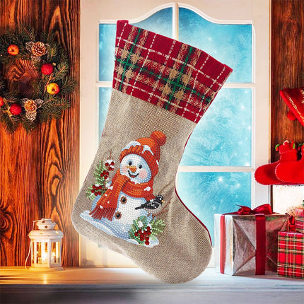 Weihnachtsstrumpf mit Schneemann - Diamond Painting - Kreativsein.shop