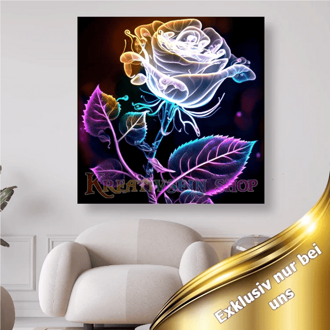Weisse Rose in leuchtend - 5D DIY Diamond Painting - Kreativsein.shop