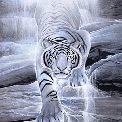 Weisser Tiger auf Felsen - 5D DIY Diamond Painting - Kreativsein.shop