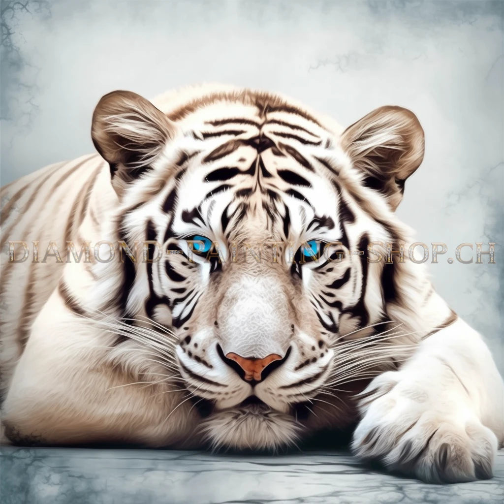 Weisser Tiger mit blauen Augen - 5D DIY Diamond Painting Shop Schweiz
