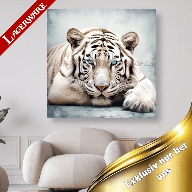 Weisser Tiger mit blauen Augen LA - 5D DIY Diamond Painting - Kreativsein.shop