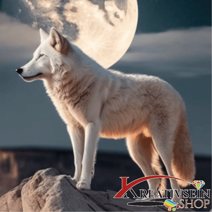 Weisser Wolf mit Mond - Malen nach Zahlen - Kreativsein.shop