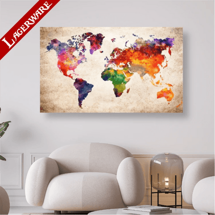 Weltkarte Gelb Rot LA - 5D DIY Diamond Painting - Kreativsein.shop