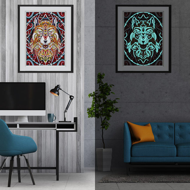 Wolfskopf - Glow in the Dark Diamond Painting - Kreativsein.shop