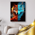 Wolfskopf halb Feuer halb Wasser - 5D DIY Diamond Painting - Kreativsein.shop