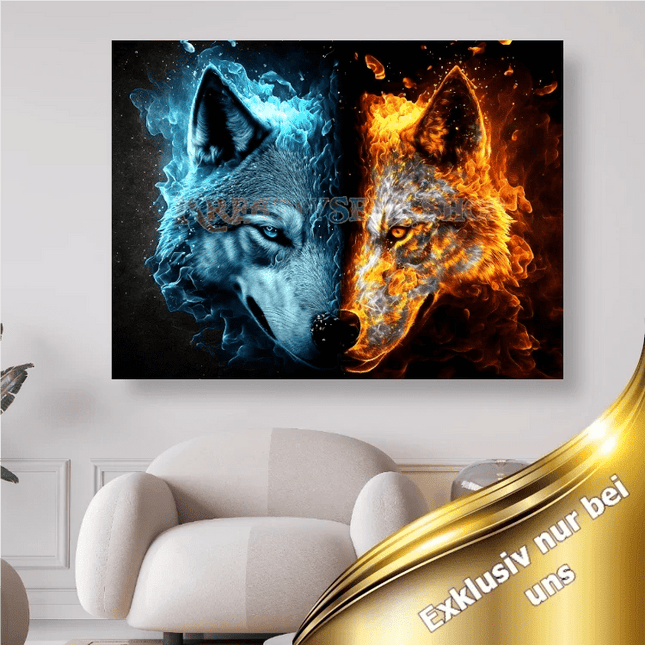 Wolfskopf Wasser Feuer - 5D DIY Diamond Painting - Kreativsein.shop