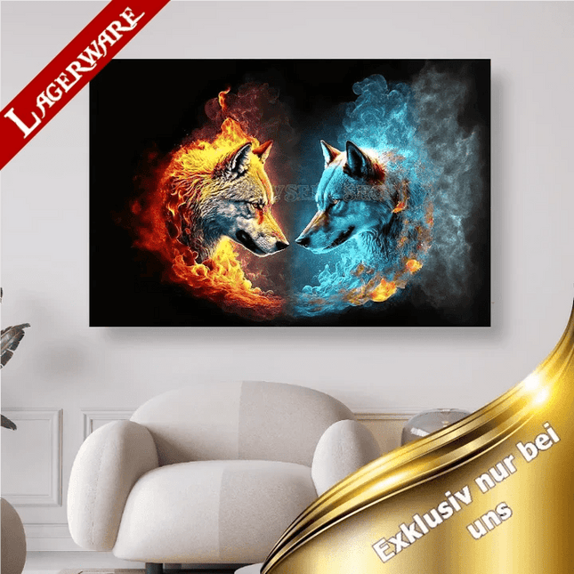 Wolfsköpfe Feuer Wasser LA - 5D DIY Diamond Painting - Kreativsein.shop