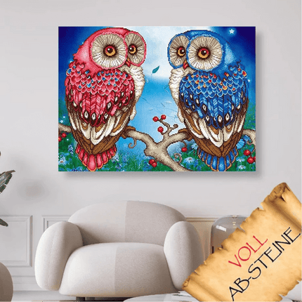 Zwei Eulen - Voll AB 5D DIY Diamond Painting - Kreativsein.shop