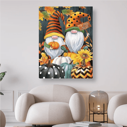 Zwerge im Herbst mit Kürbisen - 5D DIY Diamond Painting - Kreativsein.shop