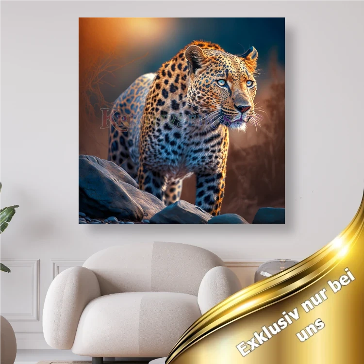 Leopard in Lauerstellung - 5D DIY Diamond Painting - Diamond Painting Shop - Schweiz