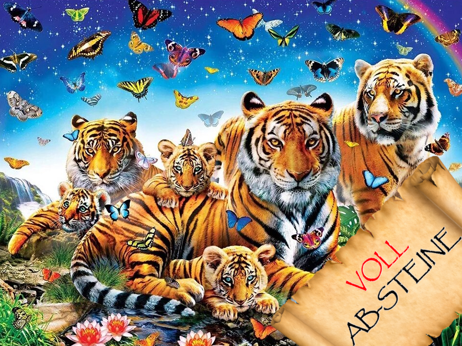 Tiger und Schmetterling - Voll AB 5D DIY Diamond Painting - Diamond Painting Shop - Schweiz